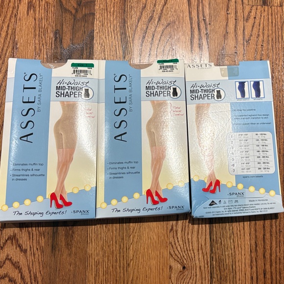 Spanx 3 pack. ASSETS by Sara Blakely Shaping Sheer Pantyhose in Blue and Nude - Picture 1 of 1